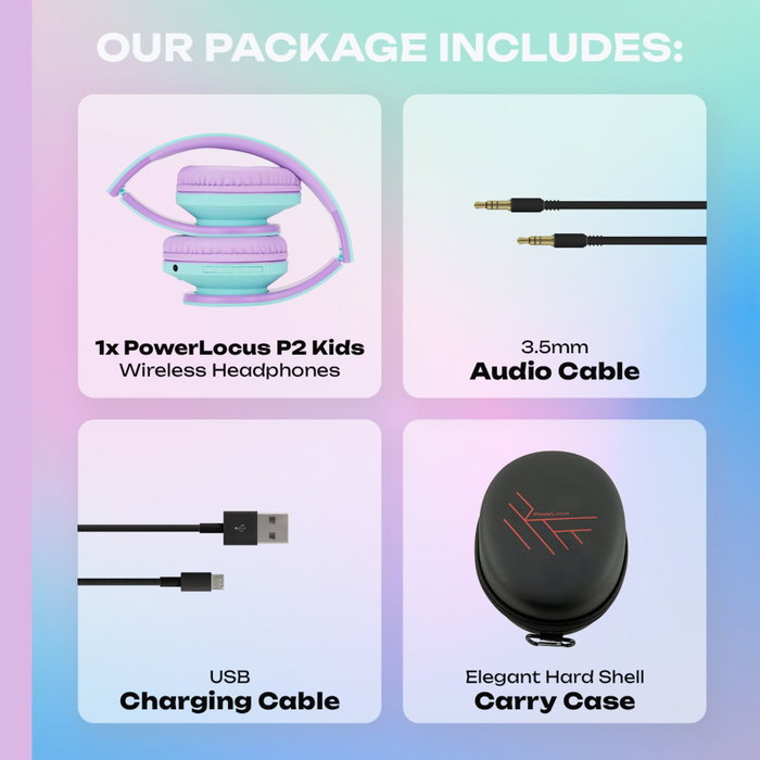 PowerLocus P2 Auriculares para Niños Turquesa/Morado