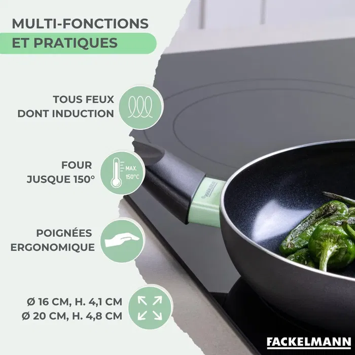 Fackelmann Juego de 2 Sartenes Antiadherente Cerámico 16 y 20 cm