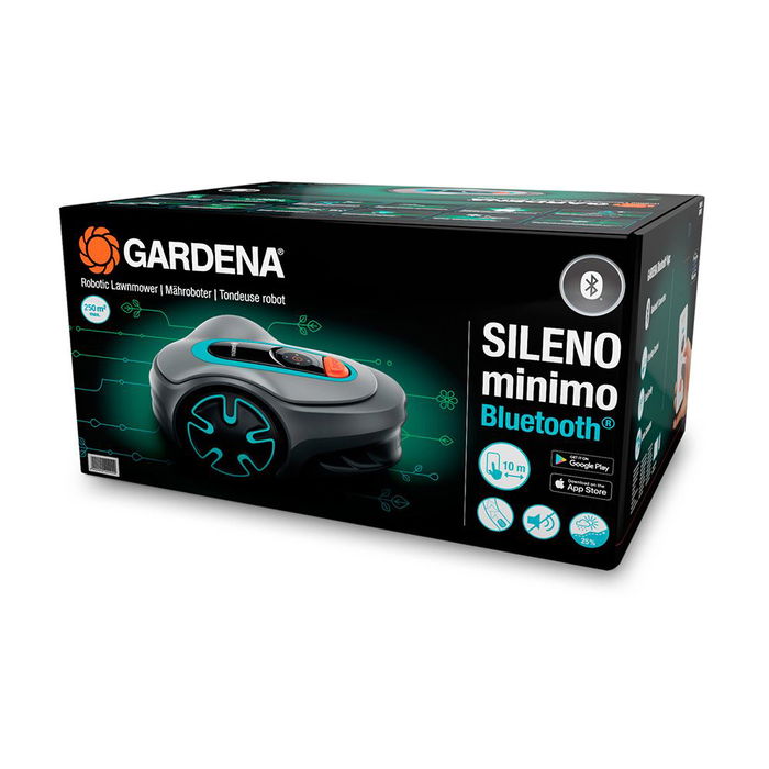Gardena Robot Cortacésped Sileno 15201-34 para Jardines de hasta 250 m², Muy Silencioso (Max 58 db)