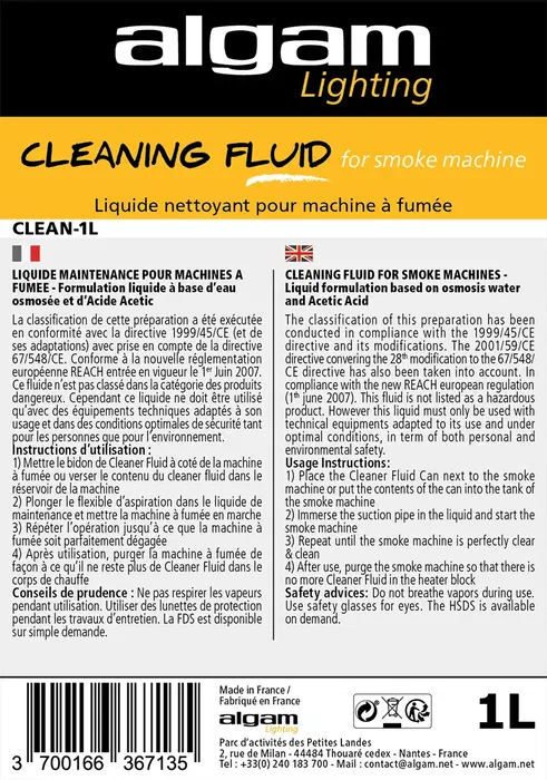 ALGAMLIGHT Líquido Limpiador Para Máquinas De Humo - 1L
