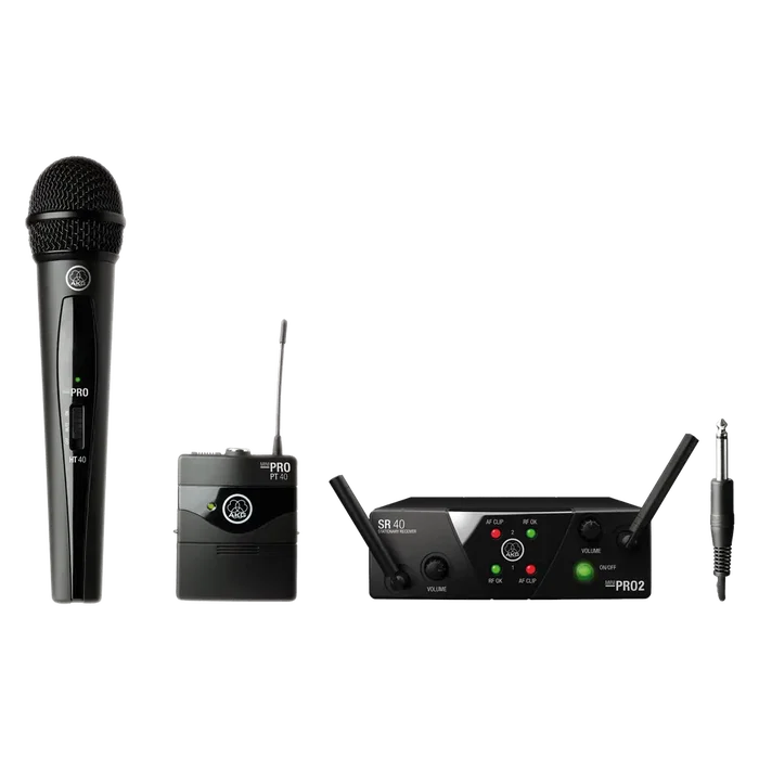 AKG Sistema inalámbrico UHF Instrumental Band ISM2/3 con 1 petaca, 1 micrófono y receptor