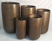 DKD Home Decor Set de 5 Maceteros de Aluminio Envejecido Cobre