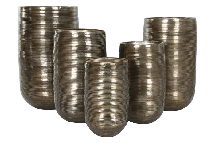 DKD Home Decor Set de 5 Maceteros de Aluminio Envejecido Cobre