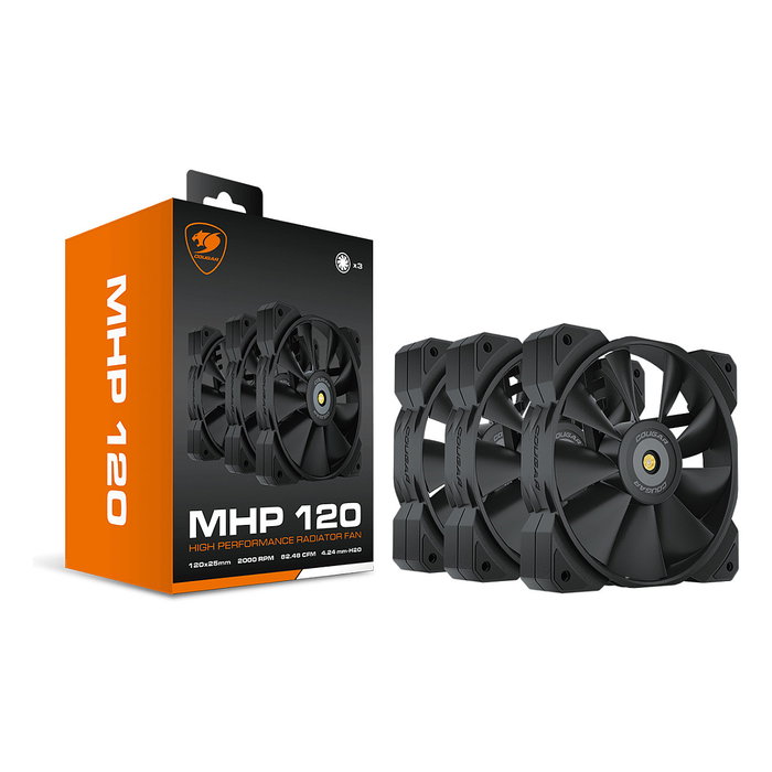Cougar MHP 120 CGR-CF-MHP12HB3 Pack de 3 ventiladores de 120 mm, Negro Cougar MHP 120 CGR-CF-MHP12HB3 Pack de 3 ventiladores de 120 mm, Negro
