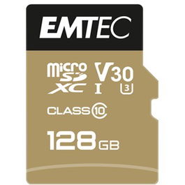 EMTEC m128GB UHS-I U3 V30 A1 SpeedIN Pro Tarjeta MicroSDXC de 128 GB con Adaptador SD, Velocidad de Lectura 95MB/s, Escritura 85MB/s