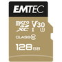 EMTEC Tarjeta Micro SD 128GB UHS-I U3 V30 A1 SpeedIN Pro ECMSDM128GXC10SP Gold