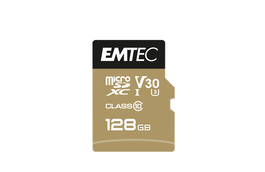 EMTEC Tarjeta Micro SD 128GB UHS-I U3 V30 A1 SpeedIN Pro ECMSDM128GXC10SP Gold