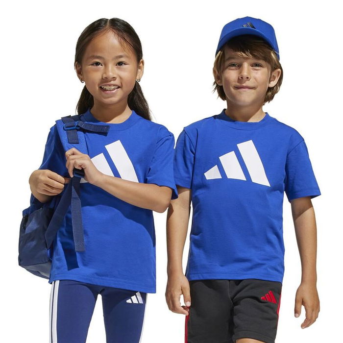 Camiseta de Manga Corta Infantil Adidas Big Logo Azul Blanco