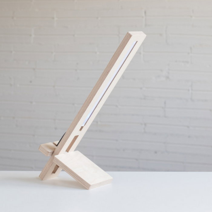 Delamp Lámpara de Mesa Madera Abedul LED Regulable Blanco Cálido DBO-DELAMP