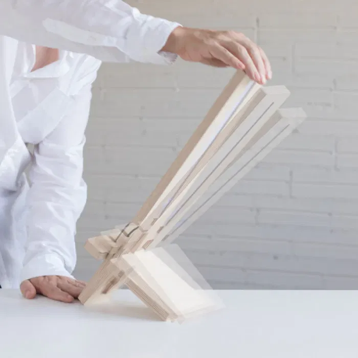 Delamp Lámpara de Mesa DBO-DELAMP Madera Abedul LED Dimable Blanco Cálido