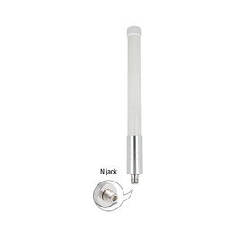 DeLOCK 12653 Antena Omnidireccional Exterior 4G / WiFi 2.4 GHz, Conector N Hembra, 3 dBi, 33.3 cm, Blanco, para Montaje en Pared o Poste