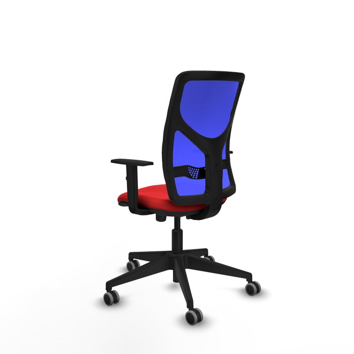 PIQUERAS Y CRESPO Silla de oficina Motilla con mecanismo Sincro/Traslack, Rojo y Azul