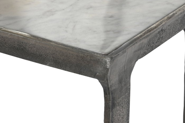 DKD Home Decor Alu antik 23 Consola Mármol Aluminio Plateado Blanco 108 x 79 x 30 cm Set de 2