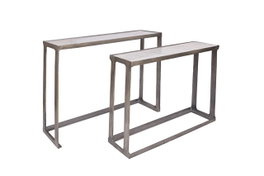 DKD Home Decor Alu antik 23 Consola Mármol Aluminio Plateado Blanco 108 x 79 x 30 cm Set de 2