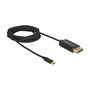 DeLOCK Cable USB-C a DisplayPort 83710 Alt Mode 4K 60Hz 2m Negro - Conector Derecho Macho-Macho, HDCP 1.4, Plug & Play