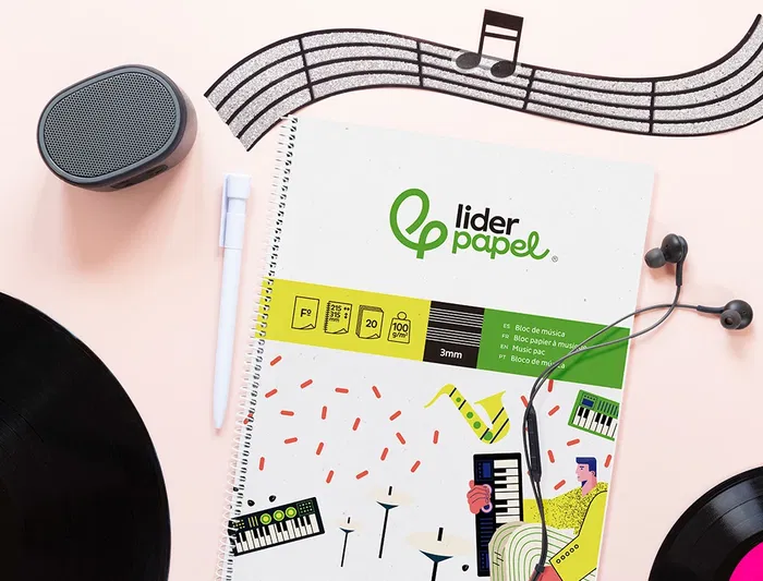 Liderpapel Bloc Música Pentagrama 3mm Folio 20 Hojas 100 g/m²