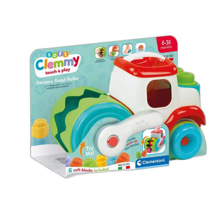 Clementoni Camión sensorial Clemmy con rodillo comeladrillos