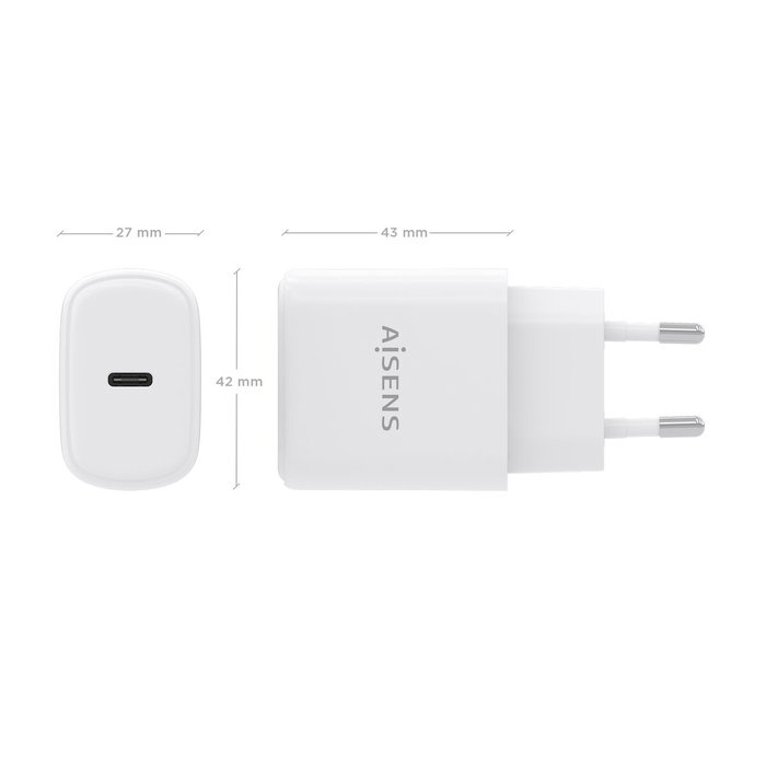 Aisens Cargador de Pared GaN 30W 1xUSB-C PD 3.0 Blanco
