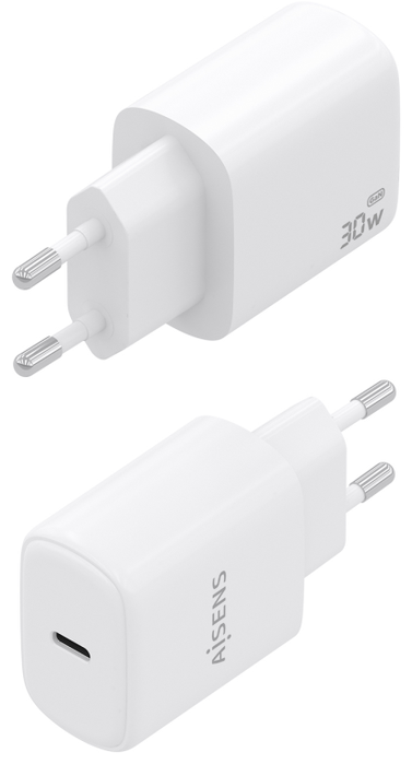 Aisens Cargador de Pared GaN 30W 1xUSB-C PD 3.0 Blanco