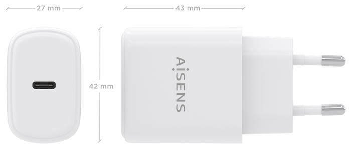 Aisens Cargador de Pared GaN 30W 1xUSB-C PD 3.0 Blanco