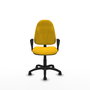 Silla de oficina Algarra con mecanismo Contacto permanente básico tapizada con Tela color Amarillo. Equipada con Base poliamida negra, Brazos fijos y Ruedas de parqué