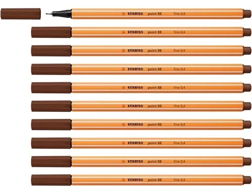 Stabilo Rotulador punta fina Point 88 marrón 0,4 mm (Pack de 10)