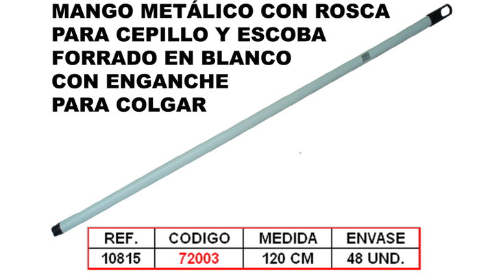Cepillo de Mango Cepillo Metal Forrado Blanco 1,20 m Cepillo de Mango Cepillo Metal Forrado Blanco 1,20 m
