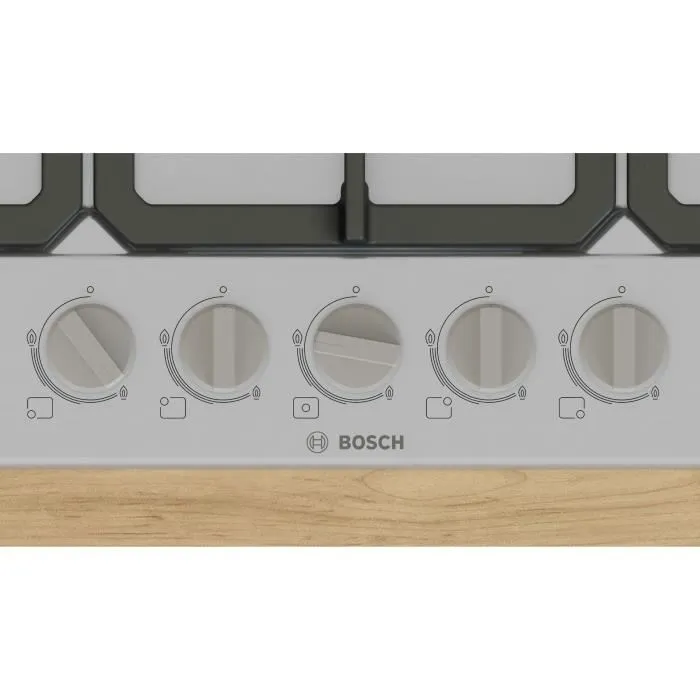 Bosch PGQ7B5K90 Placa de Gas Serie 4, 5 Fuegos, Acero Inoxidable, 52 x 75 x 4.5 cm