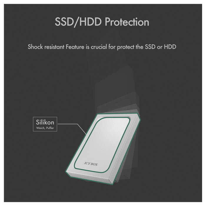 ICY BOX IB-241WP Carcasa para HDD/SSD de 2.5 pulg. con Protección contra Escritura, Antracita/Plata