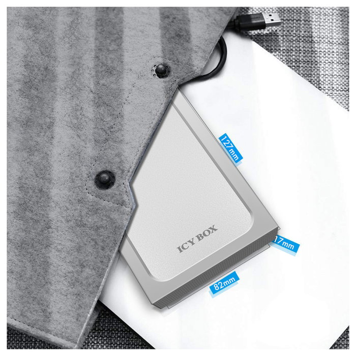 ICY BOX IB-241WP Carcasa para HDD/SSD de 2.5 pulg. con Protección contra Escritura, Antracita/Plata