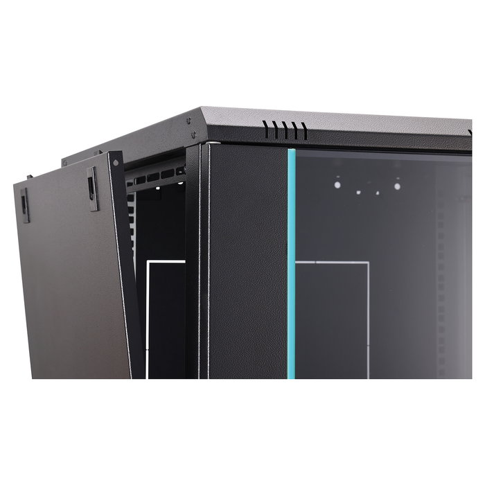 Digitus Bastidor de Pared Rack 16U Dynamic-N - Caja Mural 600x600x785 mm, 60 kg, Puertas de Cristal y Acero, con Rieles, Bloqueo y Gestión de Cables, Negro