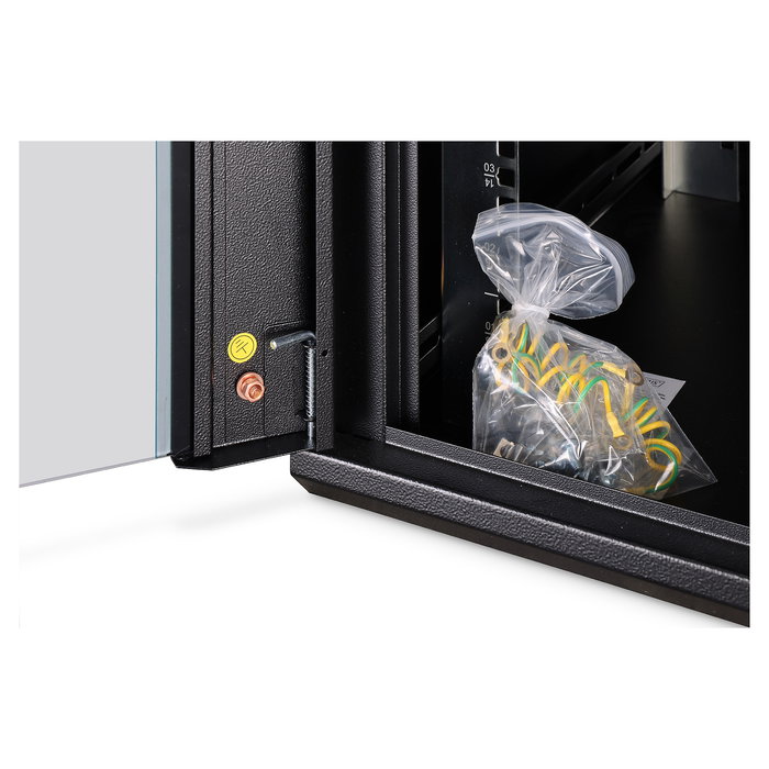 Digitus Bastidor de Pared Rack 16U Dynamic-N - Caja Mural 600x600x785 mm, 60 kg, Puertas de Cristal y Acero, con Rieles, Bloqueo y Gestión de Cables, Negro