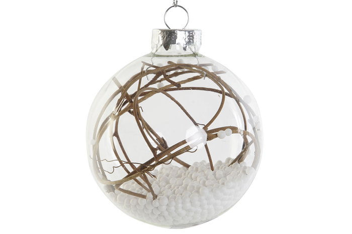 DKD Home Decor Decoracion Colgante Navidad Alpina Transparente Marron 8 x 9 x 8 cm (12 Unidades)