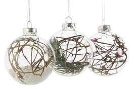 DKD Home Decor Decoracion Colgante Navidad Alpina Transparente Marron 8 x 9 x 8 cm (12 Unidades)