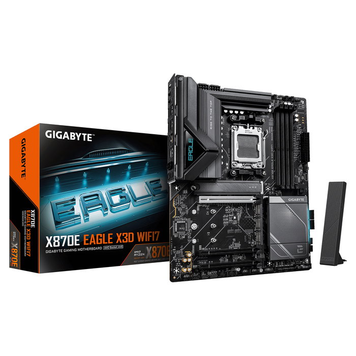 Gigabyte X870E EAGLE X WF7 Placa Base ATX AM5, AMD X870E, Wi-Fi 7, 5 GbE, USB4, 4 Ranuras M.2, VRM 14+2+2 Fases, DDR5 hasta 9000 MHz (OC), Compatible Ryzen 9000/8000/7000 Gigabyte X870E EAGLE X WF7 Placa Base ATX AM5, AMD X870E, Wi-Fi 7, 5 GbE, USB4, 4 Ranuras M.2, VRM 14+2+2 Fases, DDR5 hasta 9000 MHz (OC), Compatible Ryzen 9000/8000/7000