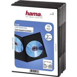 Hama Pack de 10 cajas Slim de DVD doble negra