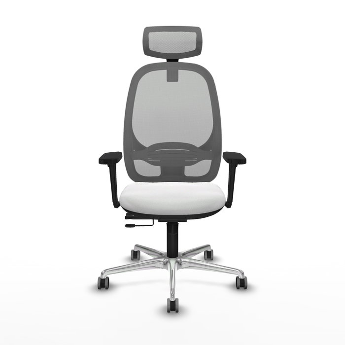 PIQUERAS Y CRESPO Silla de oficina Cilanco con mecanismo Sincro/Traslack, Blanco y Gris