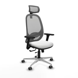 PIQUERAS Y CRESPO Silla de oficina Cilanco con mecanismo Sincro/Traslack, Blanco y Gris