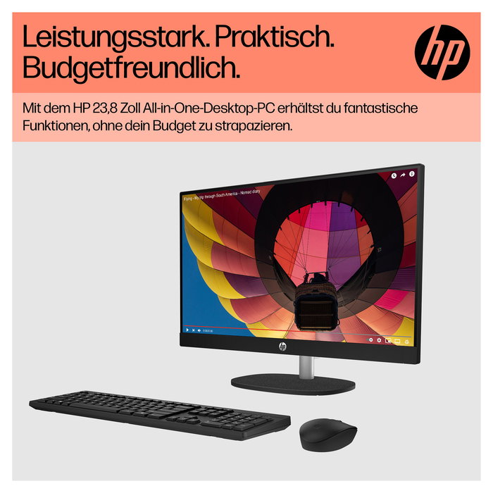 HP - AIO Desktop 24-cr0401 - Ordenador Todo en Uno - AMD Ryzen 5 7520U, 8GB RAM, 512GB SSD, Windows 11 Home, Color Blanco