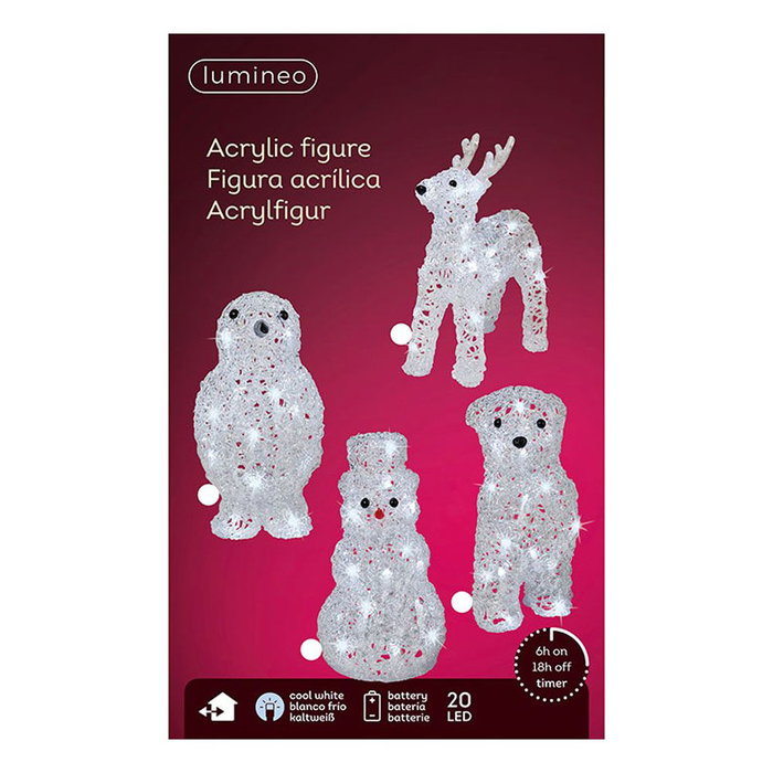 Lumineo 491031 Figuras Navideñas de Animales para Exterior a Pilas Modelos Surtidos