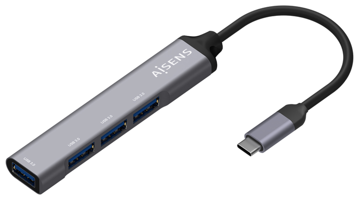 Aisens Hub USB 3.1 USB-C, 4 Puertos Tipo A, Gris
