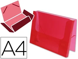Liderpapel Carpeta Portadocumentos Rojo Translúcido DIN A4 con Gomas