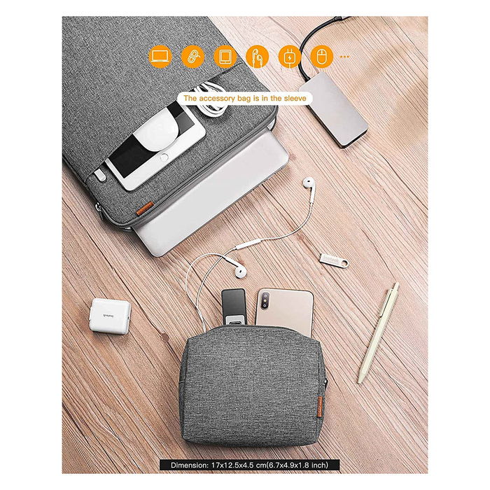 Inateck LB01006 Funda para portátil de 14 pulgadas con neceser, color gris Inateck LB01006 Funda para portátil de 14 pulgadas con neceser, color gris