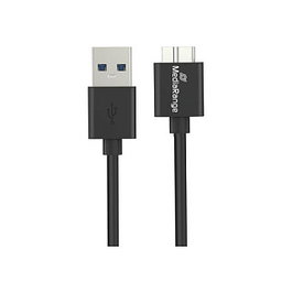 MEDIARANGE MRCS239 Cable de Carga USB-A a Micro-B USB 3.2 Gen 1 (5 Gbit/s), 50 cm, Negro, Carga Rápida, Plug & Play