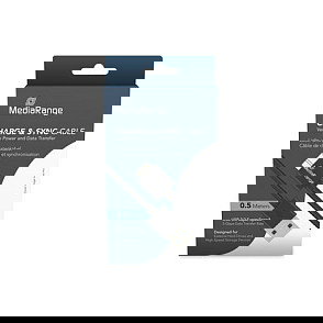 MEDIARANGE MRCS239 Cable de Carga USB-A a Micro-B USB 3.2 Gen 1 (5 Gbit/s), 50 cm, Negro, Carga Rápida, Plug & Play