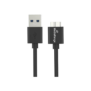 MEDIARANGE MRCS239 Cable de Carga USB-A a Micro-B USB 3.2 Gen 1 (5 Gbit/s), 50 cm, Negro, Carga Rápida, Plug & Play