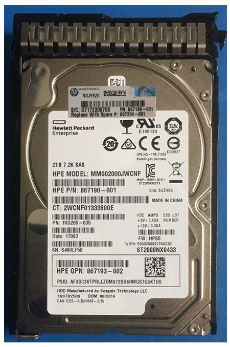 Hewlett Packard Enterprise Disco Duro HDD 2000 GB 2.5" 7200 RPM Hewlett Packard Enterprise Disco Duro HDD 2000 GB 2.5" 7200 RPM