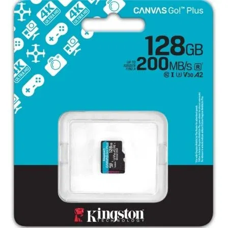 Kingston SDCG4/128GBSP Tarjeta de Memoria microSDXC 128GB Clase 10 U3 V30 A2 200MB/s Canvas Select Plus