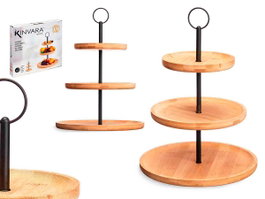 KINVARA Frutero de Bambú 3 Pisos con Soporte de Metal