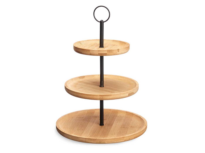 KINVARA Frutero de Bambú 3 Pisos con Soporte de Metal